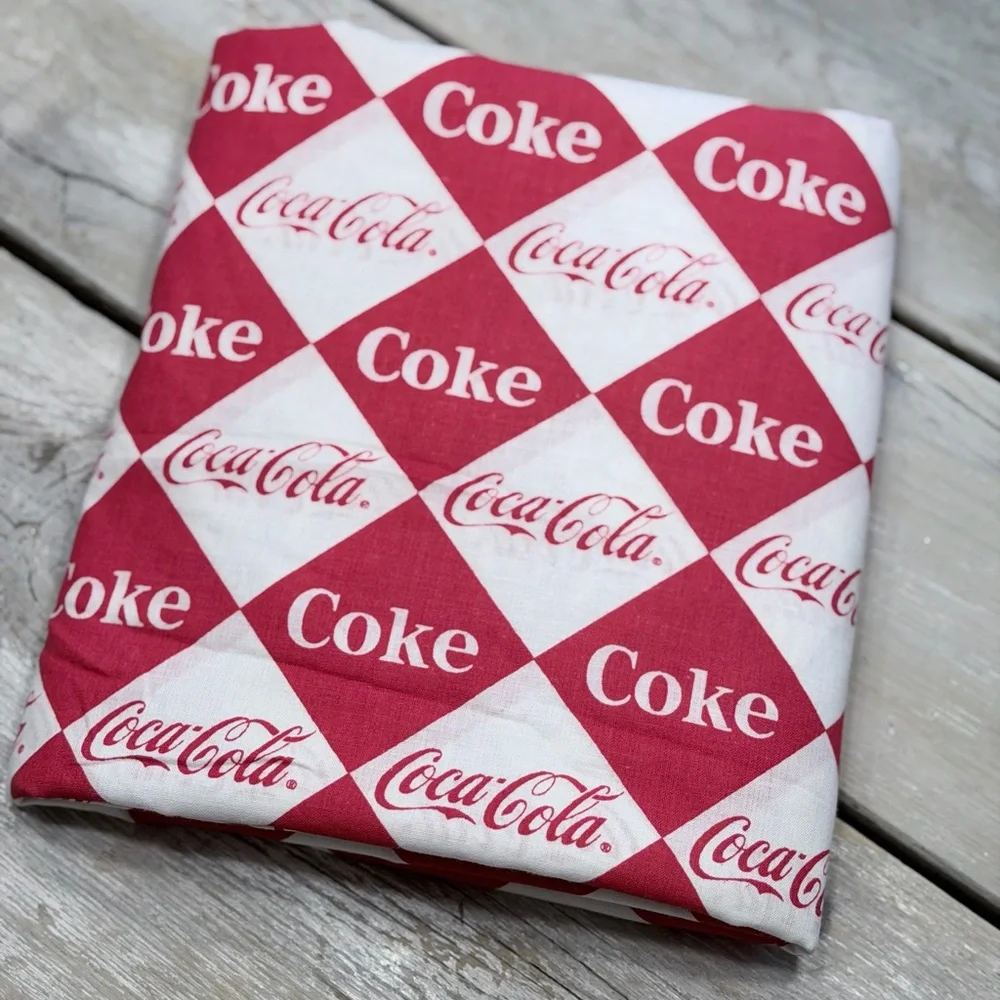 Vintage Spectrix Coca-Cola Logo Fabric. Red White | Licensed Cotton | 4 yds 80’s